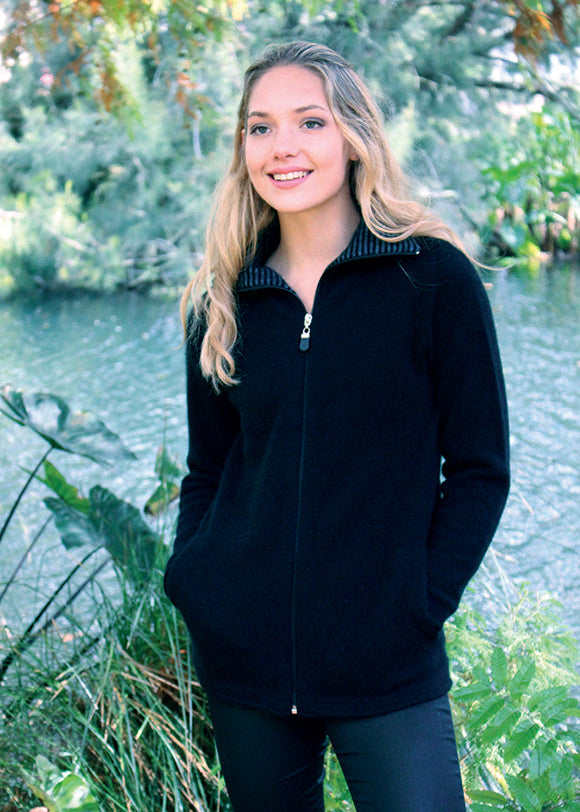 Lothlorian Merino Possum Striped Collared Jacket