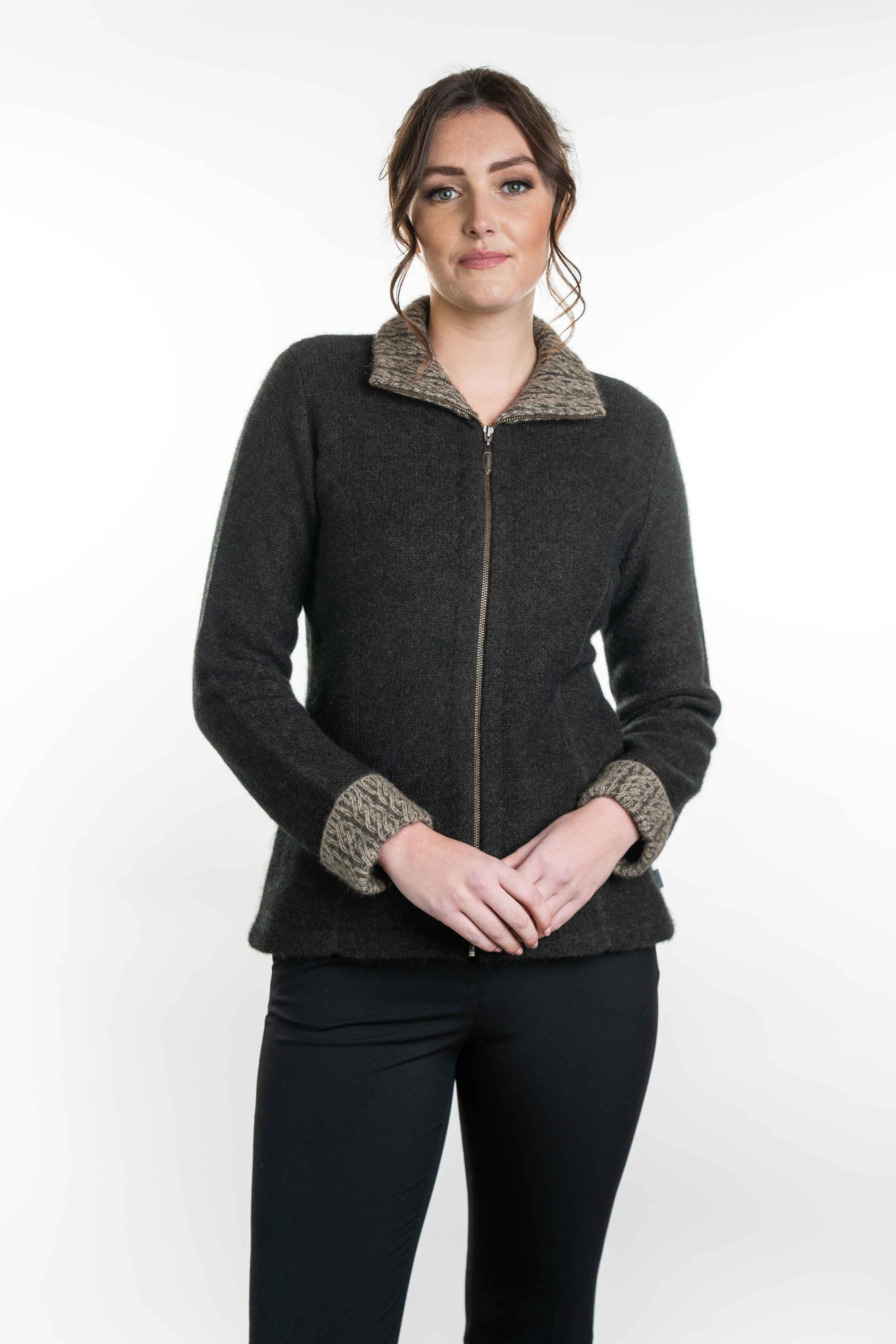 Koru Merino Possum Two Tone Zip Jacket