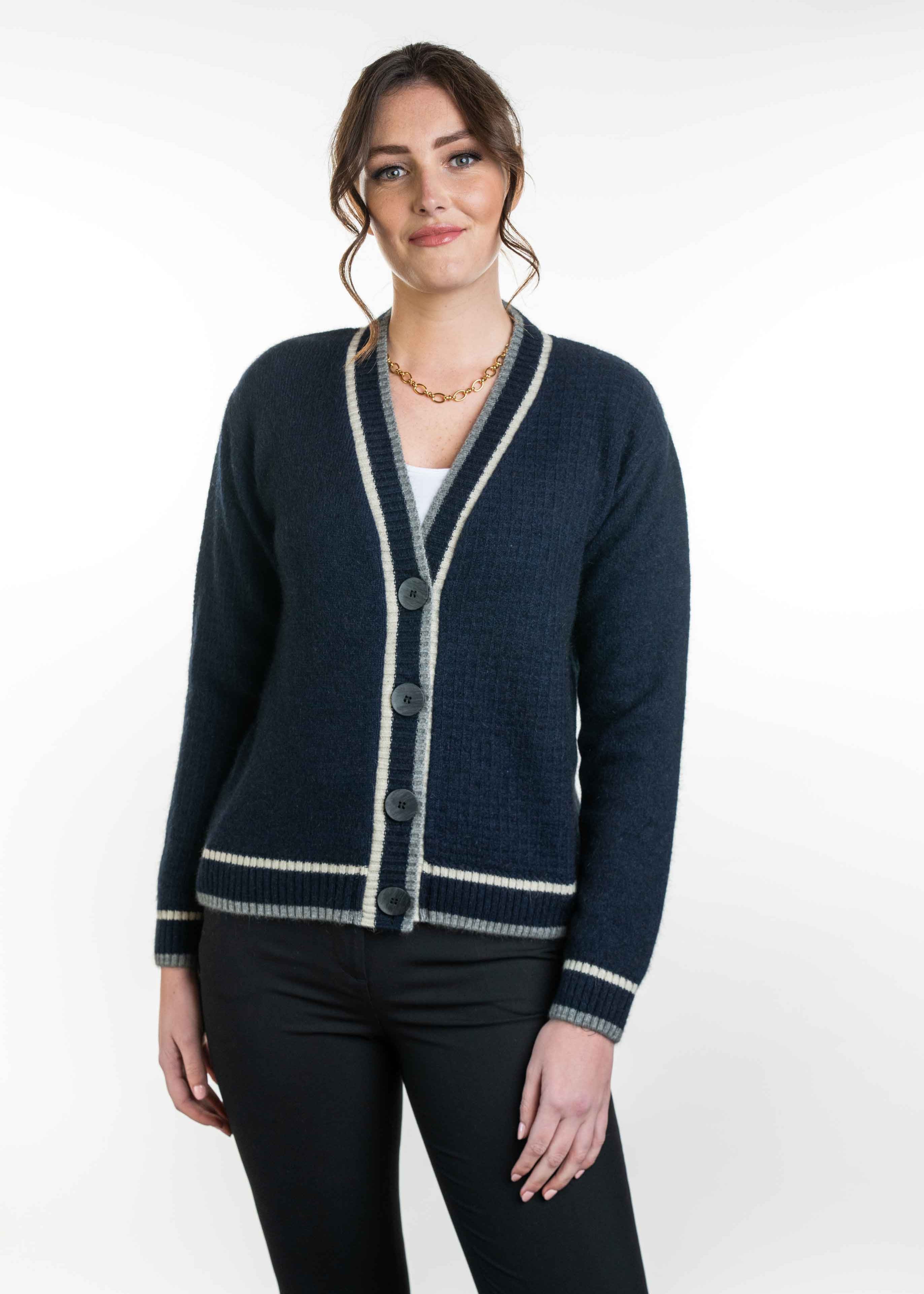 Koru Merino Possum Contrast Textured Cardigan
