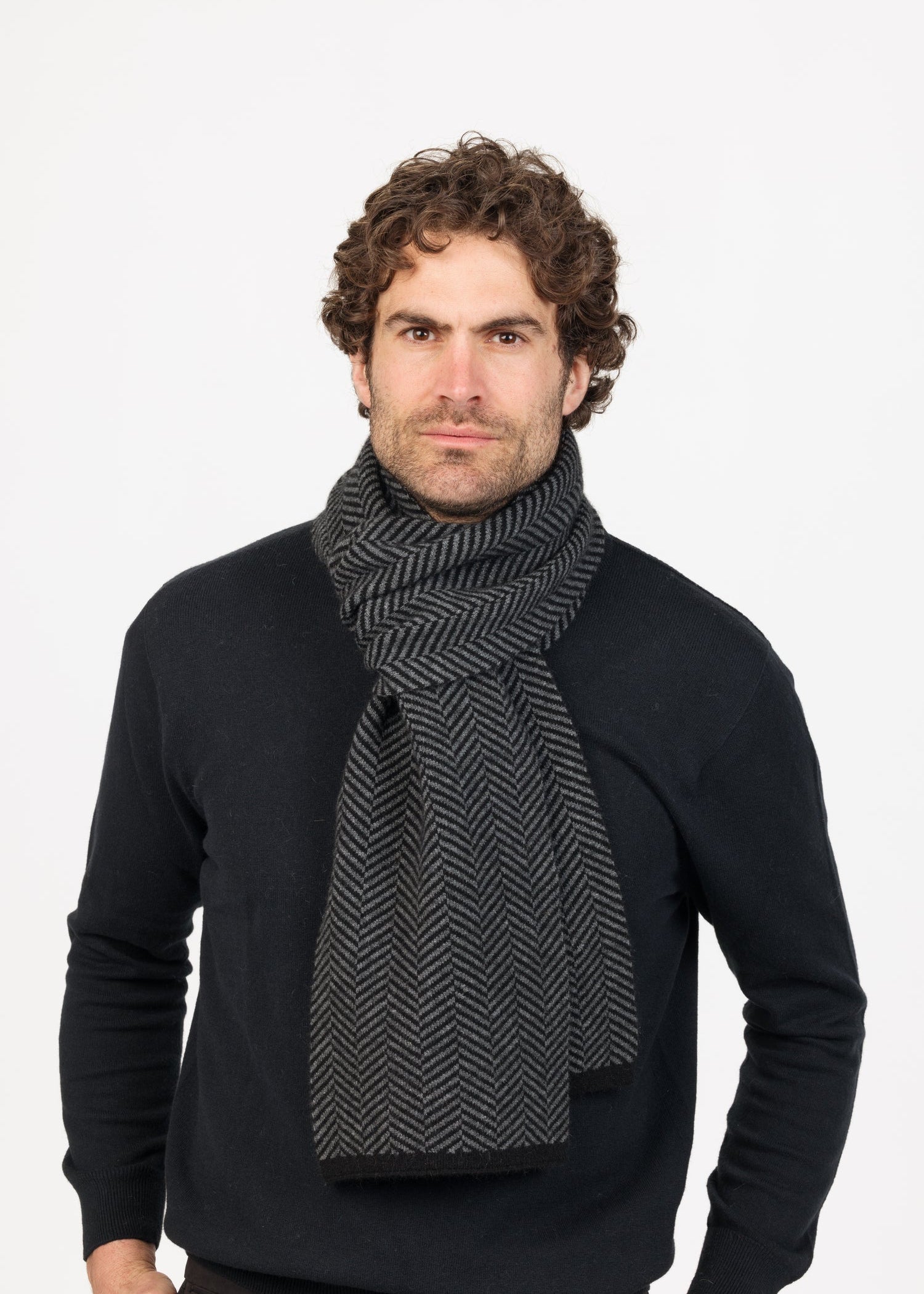 Merino possum charcoal parquet scarf