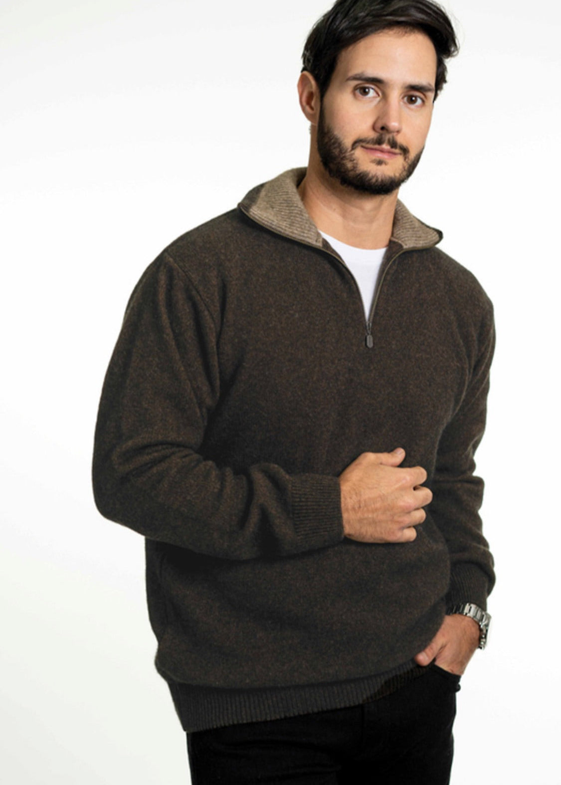 Koru Merino Possum Trilogy Zip Collar Jumper