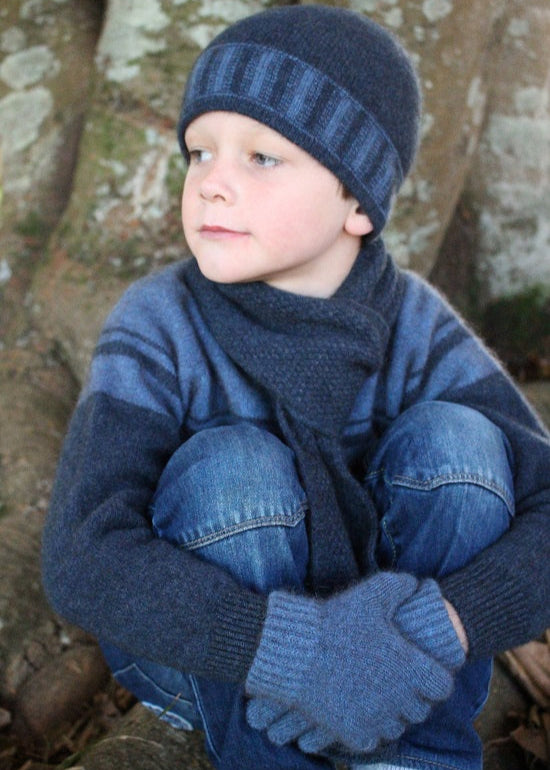 Merino Possum Child's Stripe Trim Beanie