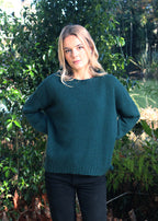 Tasman Merino Possum Jersey knitted on a larger needle, this is a looser knit
light as a feather. Crew neck, gently curving ribbed hem
and looser cuffs 