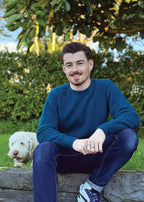 Deep Cyan merino possum crew neck jersey plain knit