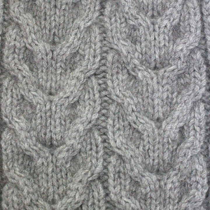 Merino Possum Cable Scarf with Rabbit Fur Pompom