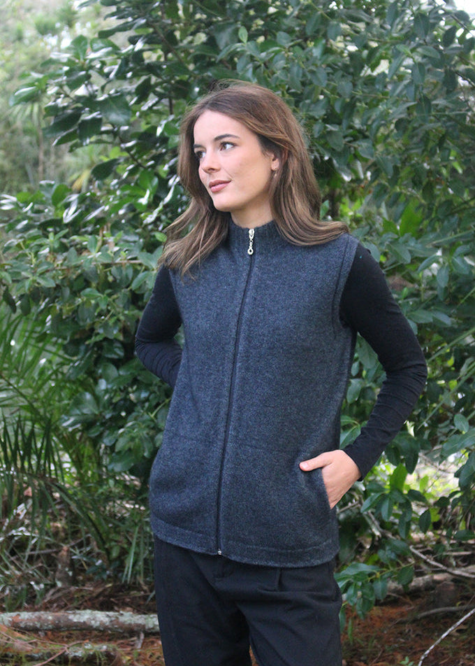 Lothlorian Merino Possum Plain Zip Vest with Pockets