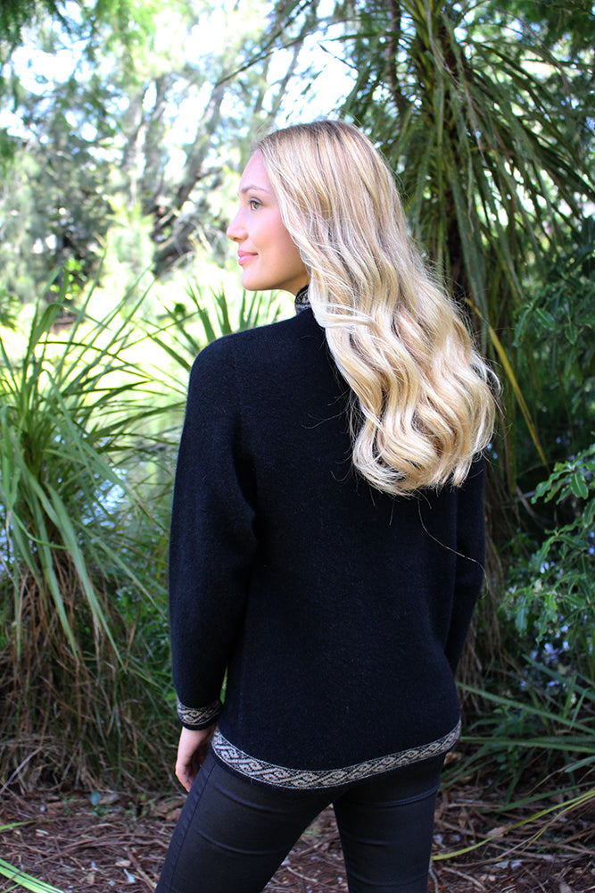 Lothlorian Merino Possum Motif Zip Cardigan