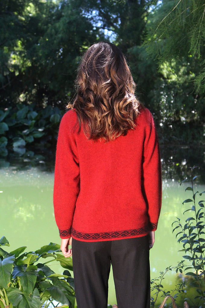 Lothlorian Merino Possum Motif Zip Cardigan