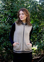 Lothlorian Merino Possum Motif Zip Vest with pockets