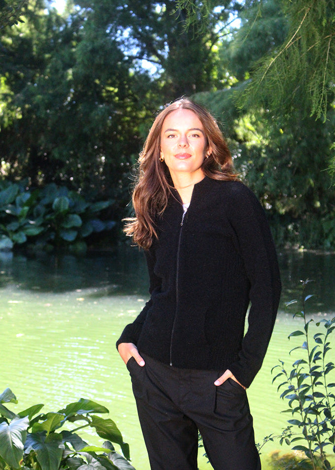 Lothlorian Merino Possum Womens Rib Detail Jacket with Pockets