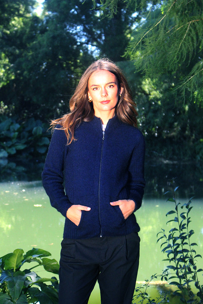 Lothlorian Merino Possum Womens Rib Detail Jacket with Pockets