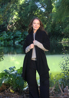 black Brando Poncho worn several ways super versatile.