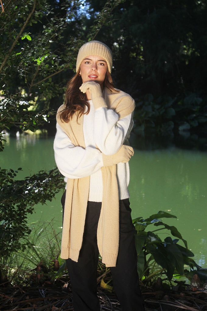 alpaca beanie made in New zealand in Honey 