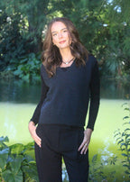 Baby Alpaca v neck vest with ribbed detailed hem