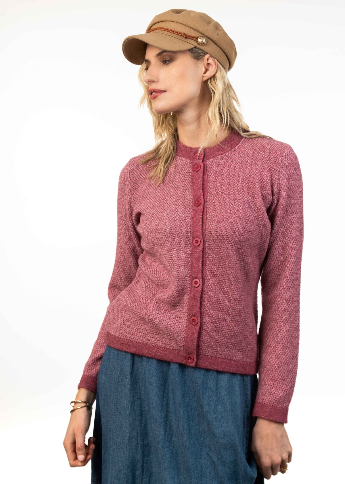 Merino Possum Moss Stitch Plated Cardigan