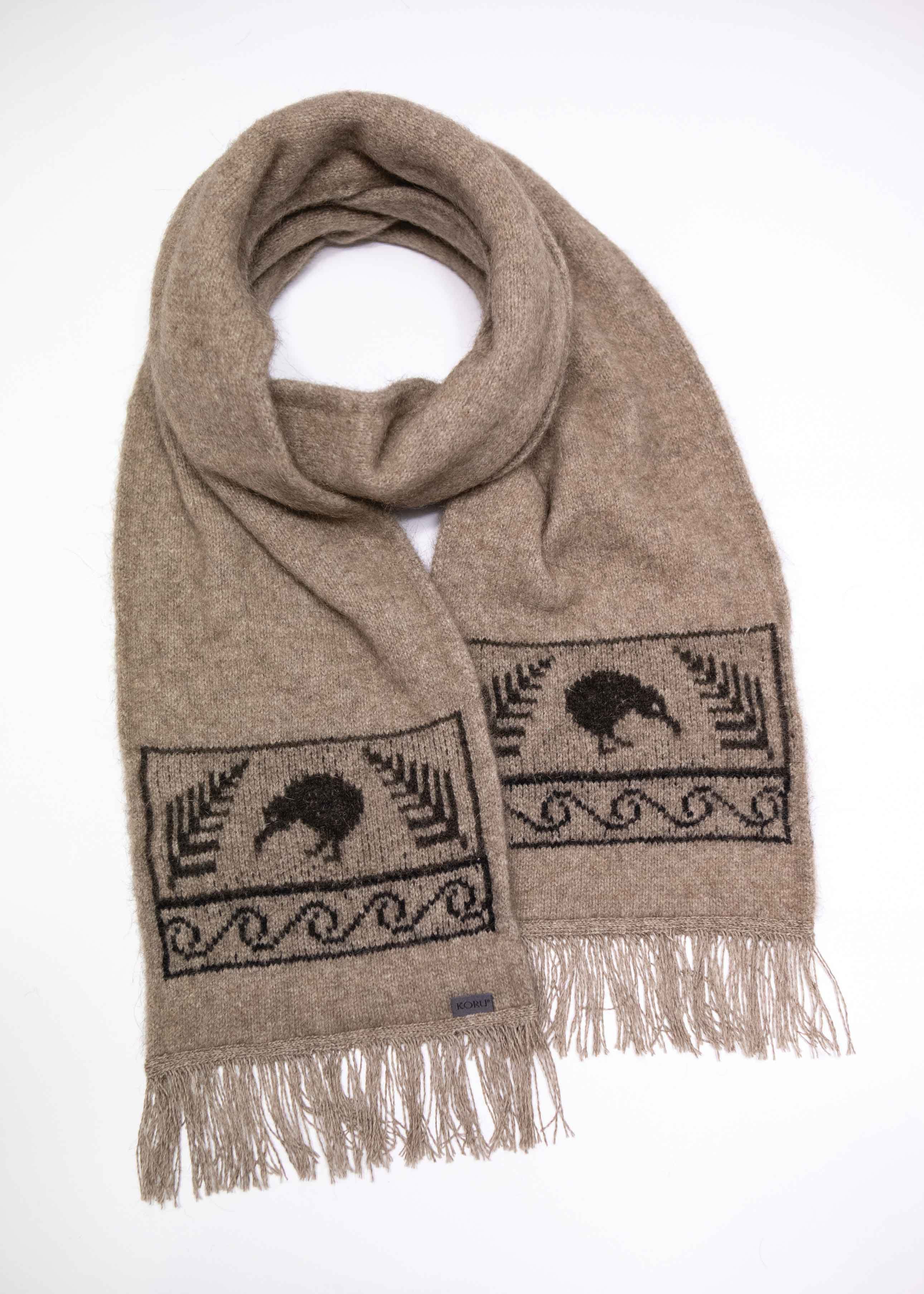 Merino Possum Koru Kiwi Scarf