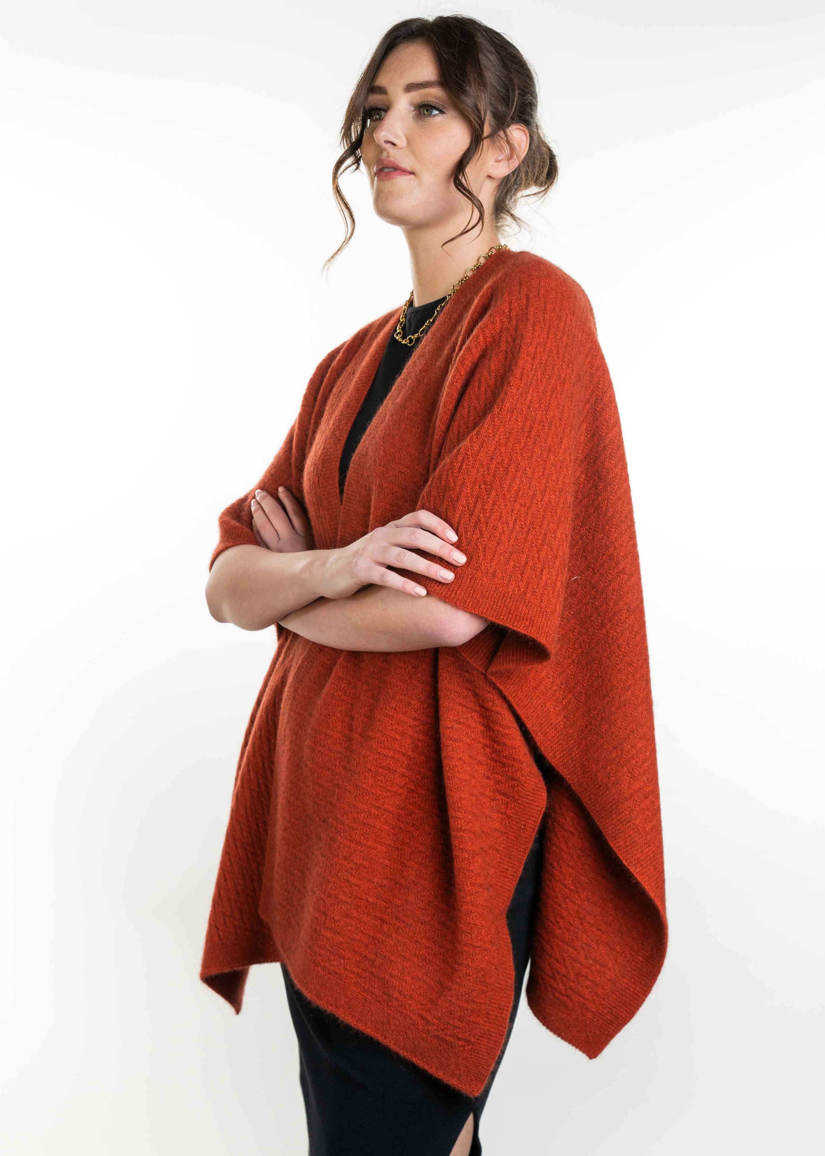 Koru Merino Possum Zig Zag Textured Cape