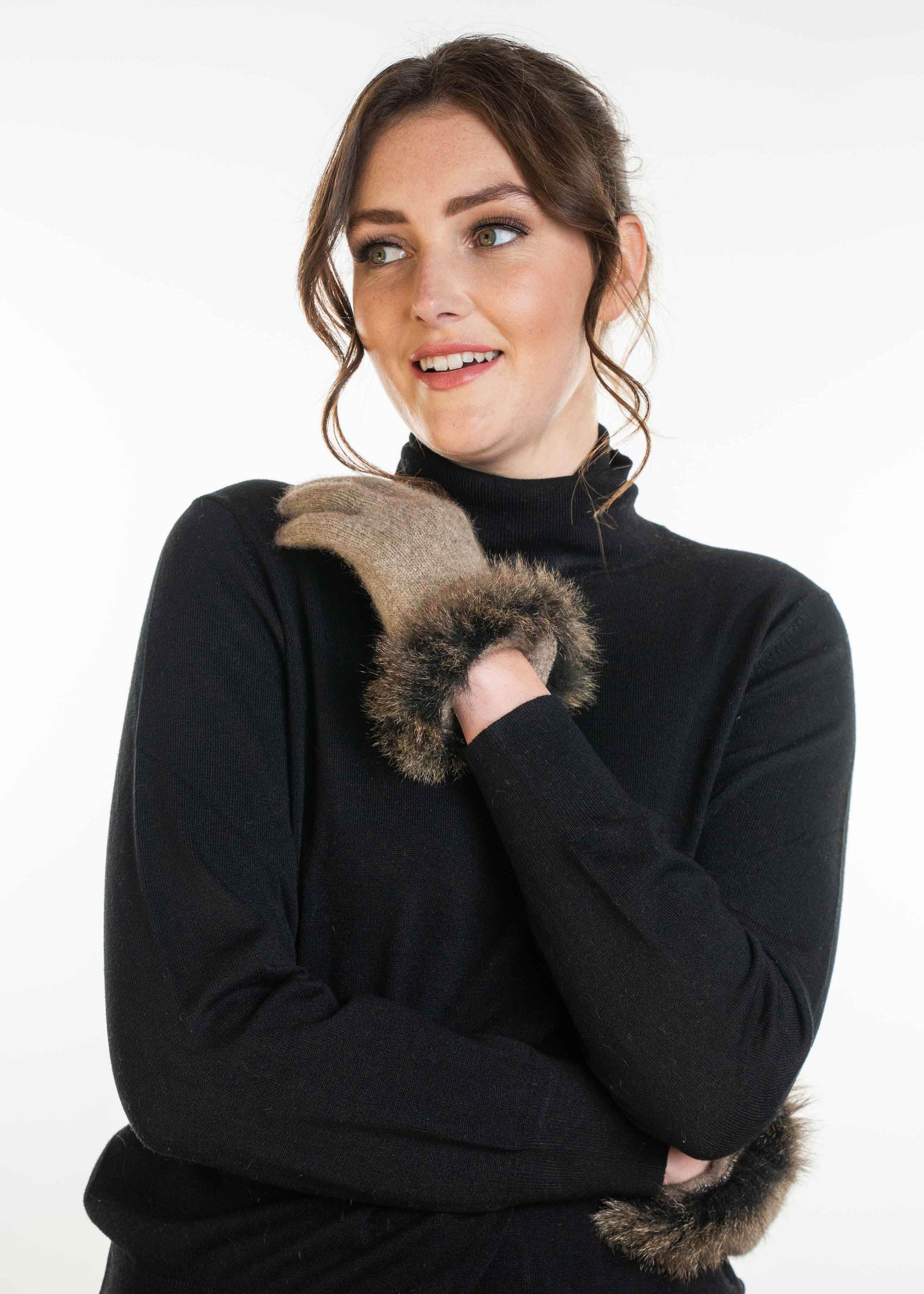 Merino Possum Koru Fur Trim Gloves