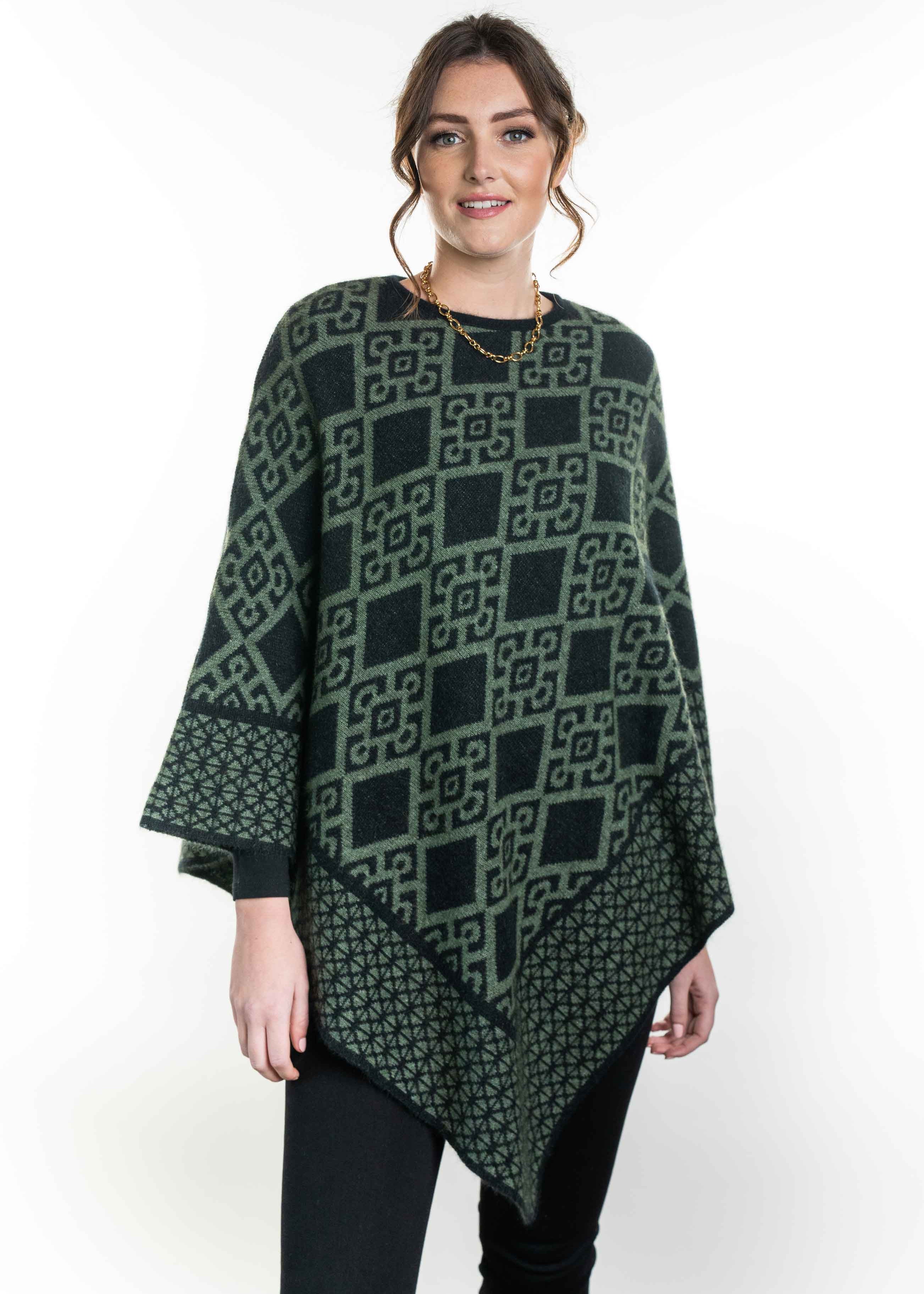 Koru Merino Possum Diamond Poncho