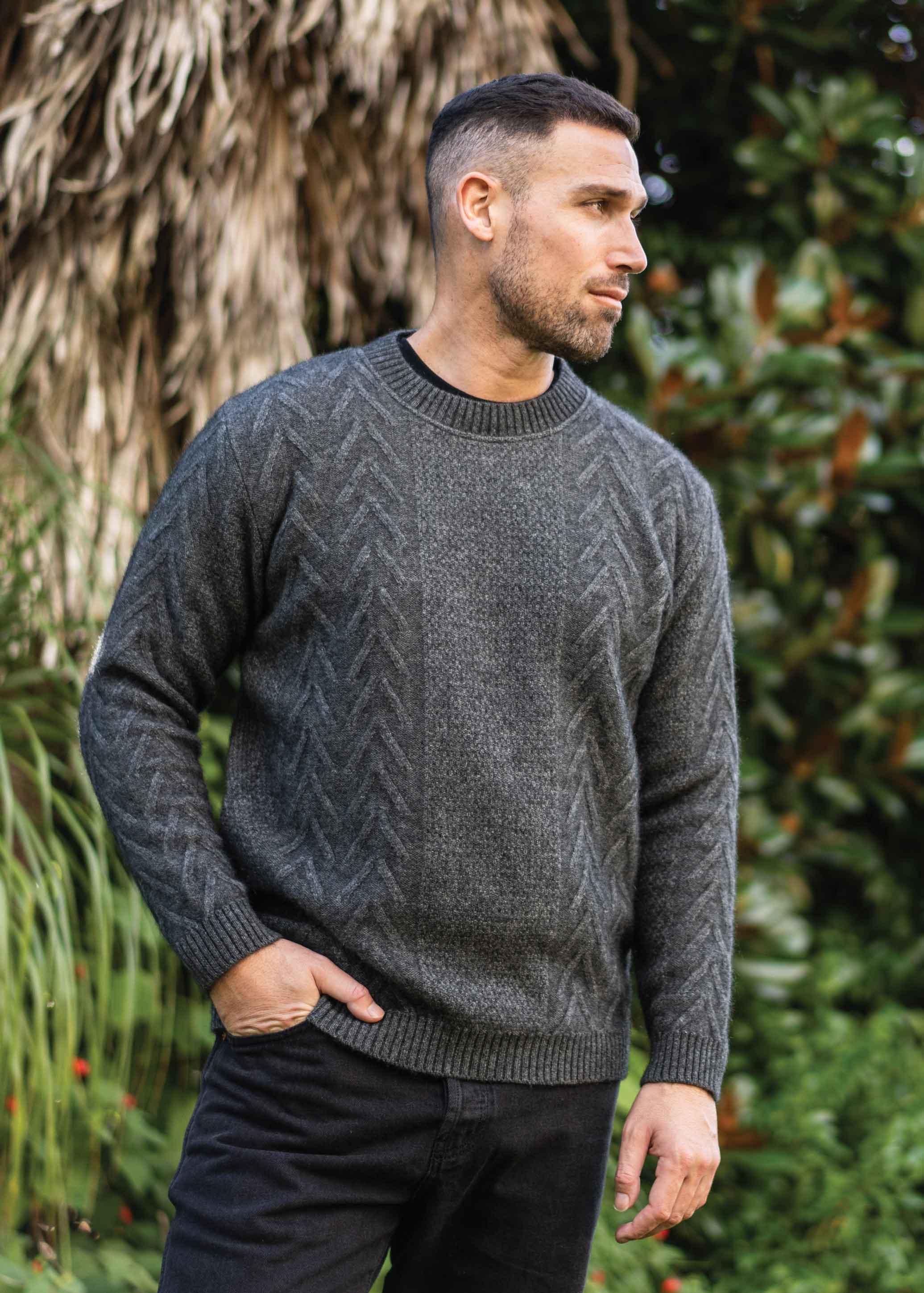 Koru Merino Possum Crew Neck Aran Jumper