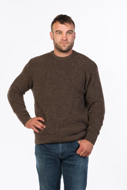 Natural Brown 100% Wool MKM crew neck jersey