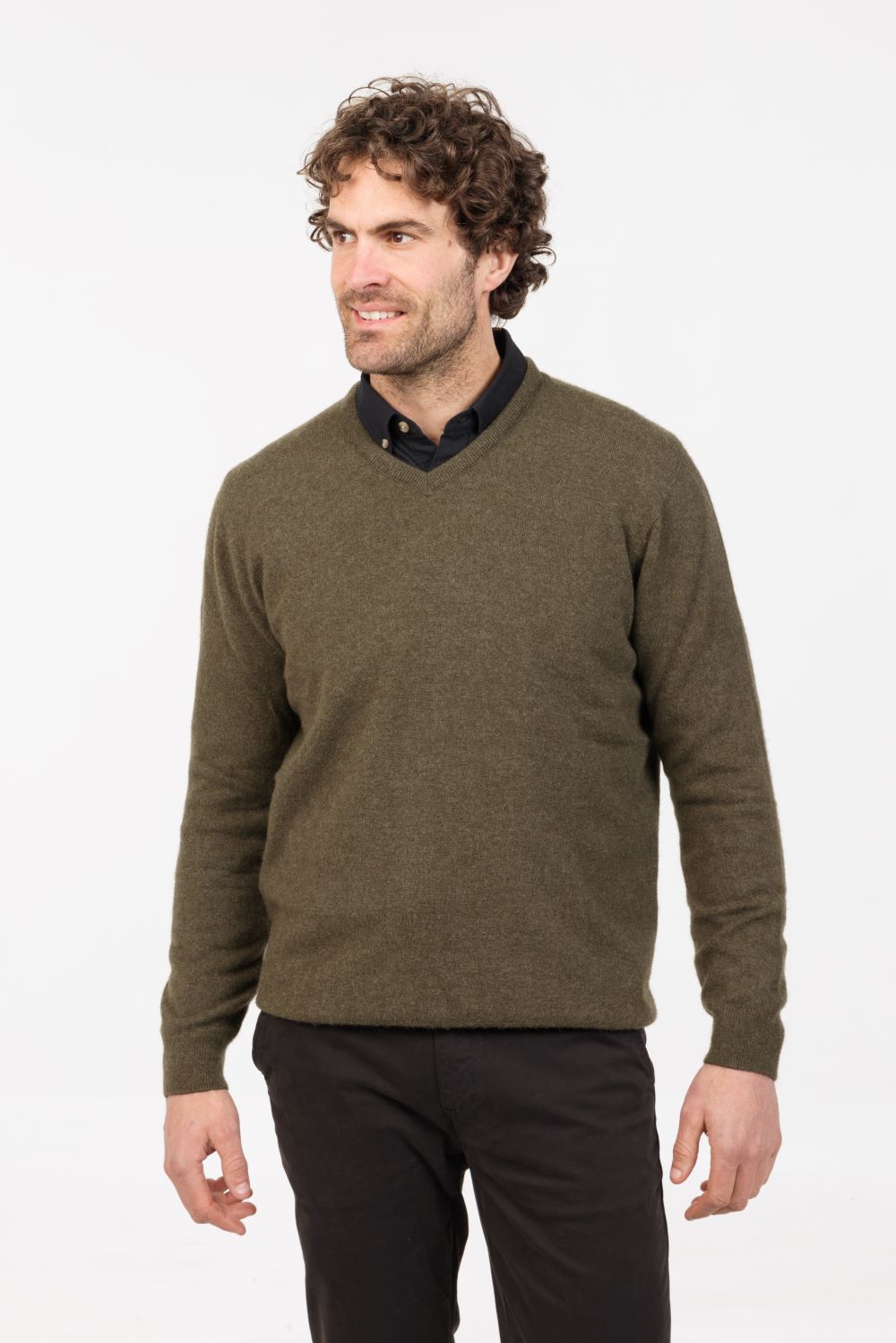 Native World Merino Possum V Neck Plain Sweater