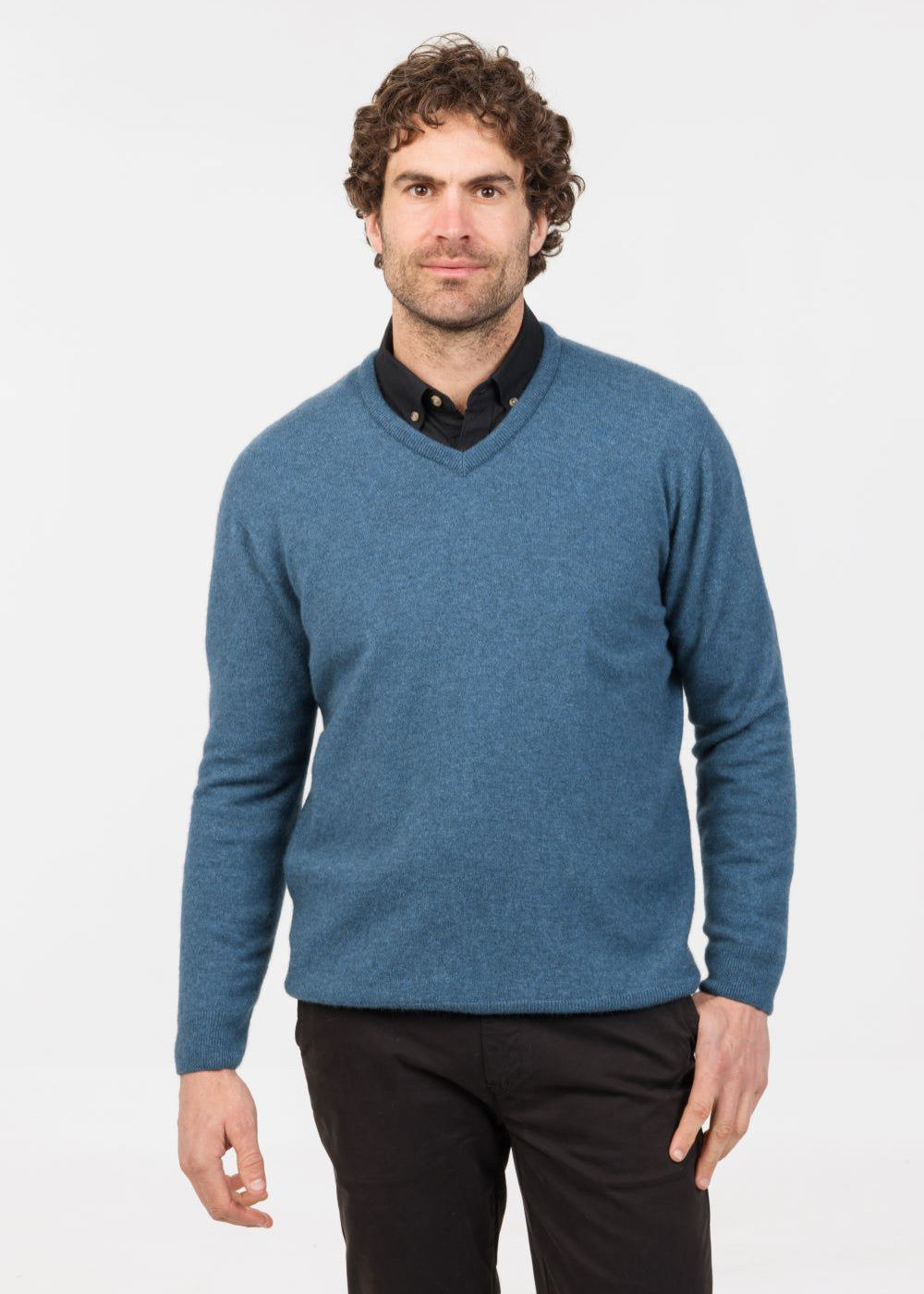 Native World Merino Possum V Neck Plain Sweater