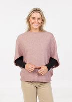 Native World Merino Possum Split Sleeve Poncho pink