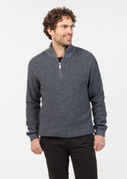 Merino Possum Textured Half Zip Sweater