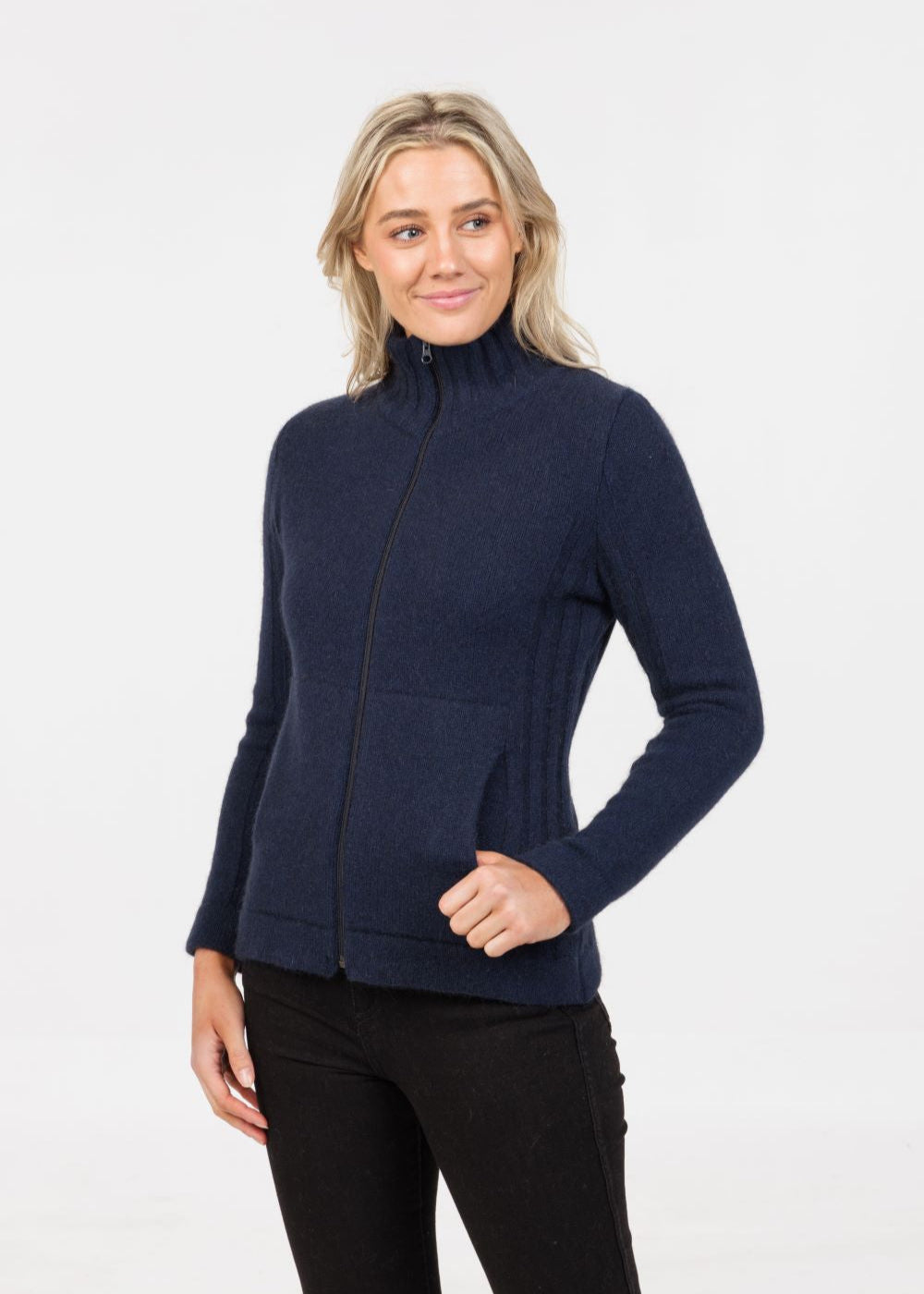 Native world Merino , possum essential jacket with pockets in twilight