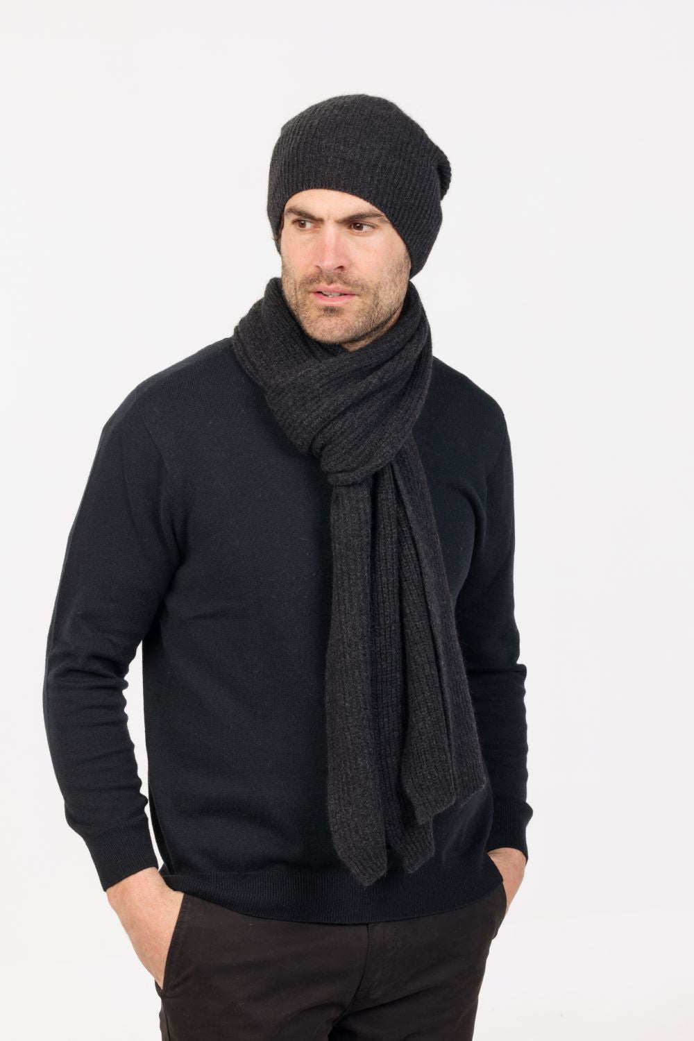 Native world Merino Possum Slouch scarf in charcoal