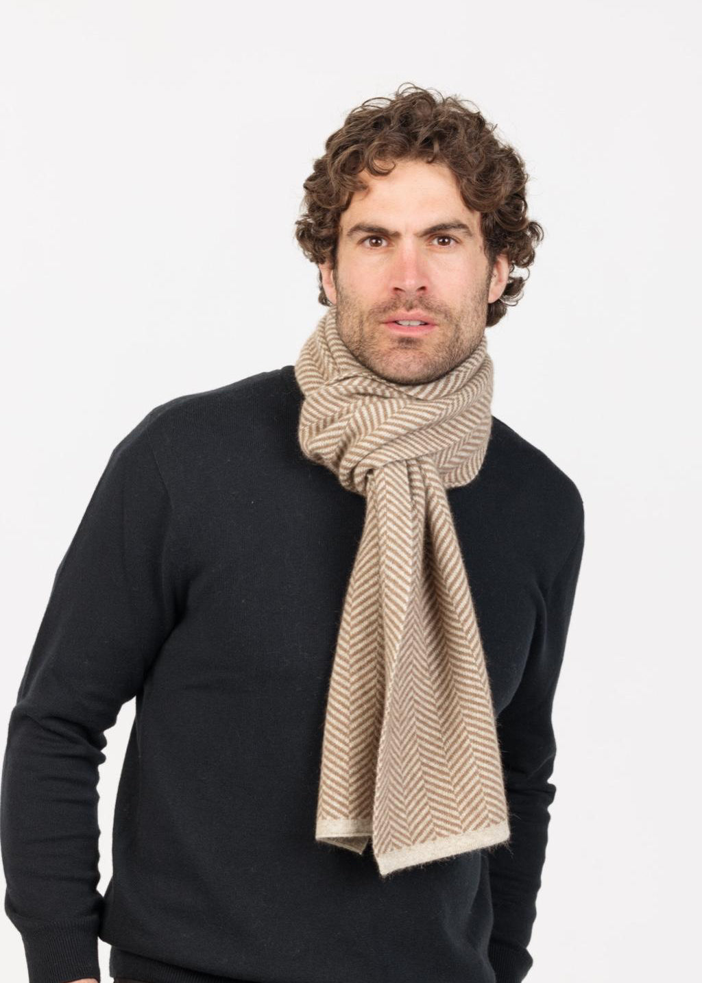 Merino Possum parquet beige scarf 