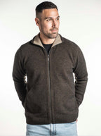 Trilogy Merino Possum Brown Marl  full zip jersey with pockets