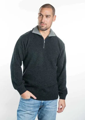 Koru Merino Possum Trilogy Zip Collar Jumper